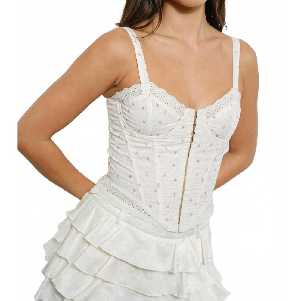 NEW PRETTY GARBAGE eyelet corset top in floral